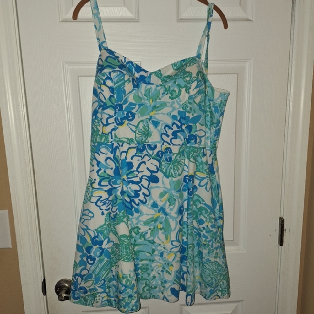Lilly Pulitzer Blue and Green Patterned Dress